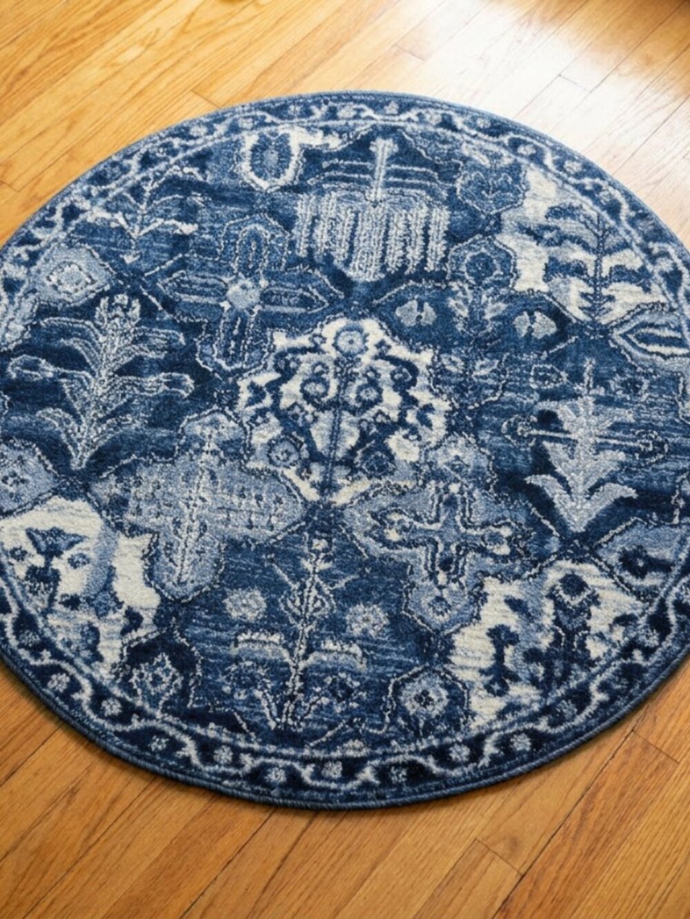 Blue & White Round Rug - Picture 2 of 2